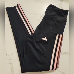 2/$20 Adidas Kids Leggings Black with Pink Stripes